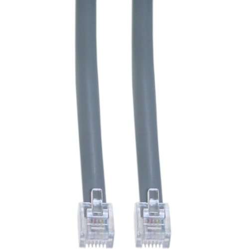 Offex Telephone Cord, RJ12, 6P/6C, Silver Satin, Reverse, 7-Foot (OF-8102-66207)