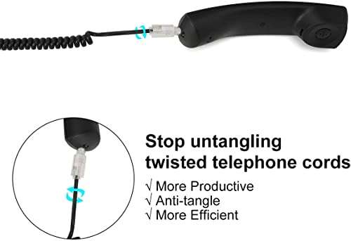 3 x Telephone Cord Detangler - 360 Degree Rotating Clear Phone Cord Detangler by Master Cables - Eliminate Twists and Tangles - Crystal Clear Design - Premium Quality Telecommunication Accessory 3