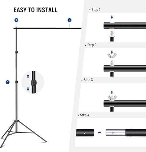 Neewer Photo Studio Backdrop Support System, 10ft/3m Wide 6.6ft/2m High Adjustable Background Stand with 4 Crossbars, 6 Backdrop Clamps, 2 Sandbags, and Carrying Bag for Portrait & Studio Photography 5