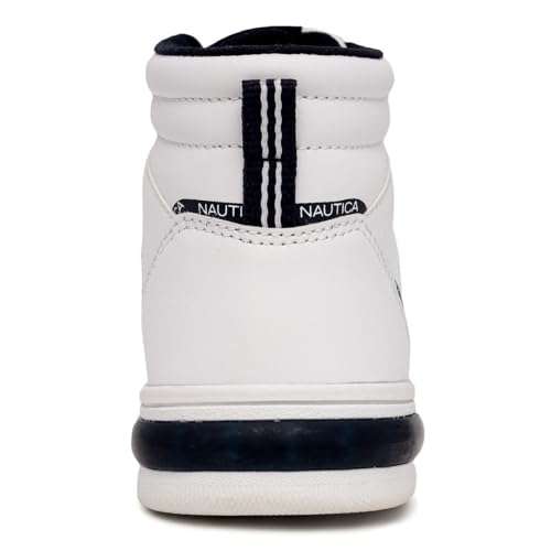 Nautica Boys Girls High-Top Sneakers Lace-Up Trainers Basketball Style Shoes-Zigler Youth-White Smooth Size-5 3