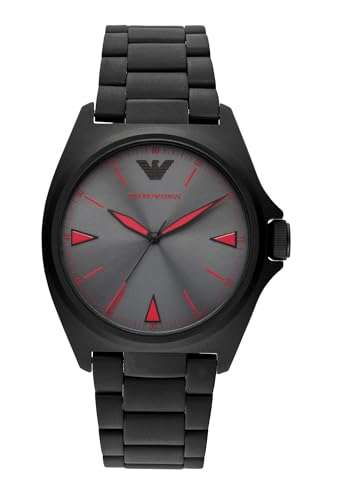 Emporio Armani Stainless Steel Analog Grey Dial Men Watch-Ar11393, Black Band 1