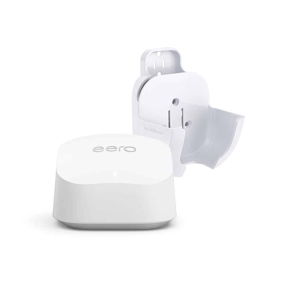 Amazon eero 6+ mesh Wi-Fi router (1-pack) with Made for Amazon Wall Mount 1