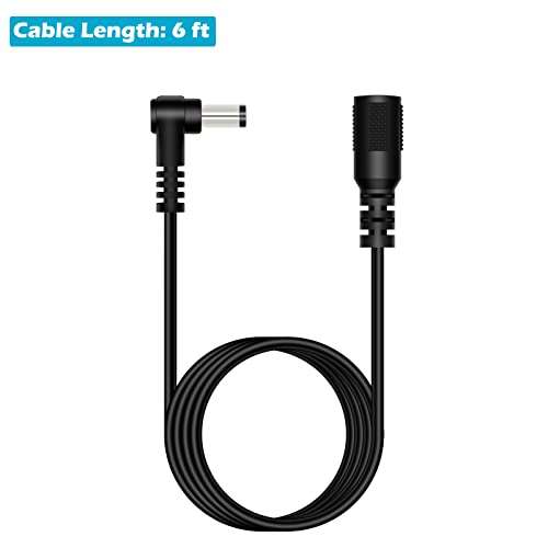 DC Power Extension Cable, 5.5mm x 2.1mm Extension Cord, 2-Pack 6FT 90 Degree Right Angle Male to Female Plug Jack Power Supply Adapter Cable for CCTV Surveillance Security Camera Monitor LED Strip 4