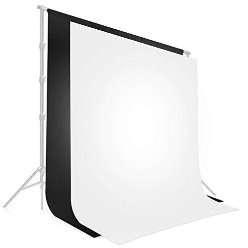 LimoStudio 10 x 12 ft. Black & White Backdrop Background Screen, Dark Black and Pure White, Premium A+ Grade 150GSM Synthetic Fabric, Stitched Rod Pocket, Stitched Edge for Curl Prevention, AGG1894 1
