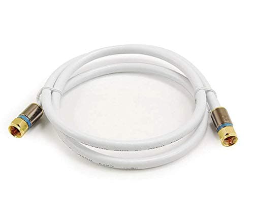 (3ft) Commercial Electric RG-6 Coaxial Cable (F-PIN) White Cable Cord for use with TV, VCR, Cable Modem, Satellite TV, Off-air Antenna 1