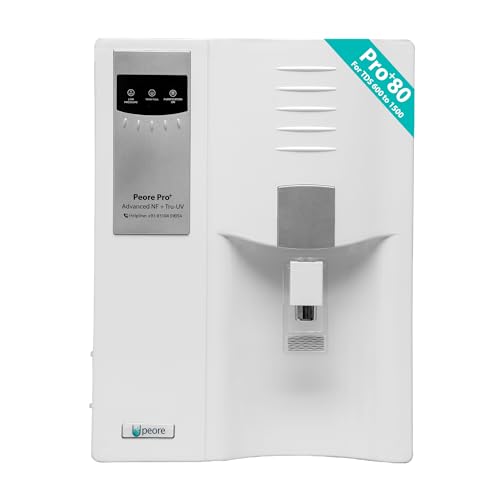 Peore Pro Plus-80 NF + UV Water Purifier | Retains Healthy Minerals and Saves Water | NanoFiltration Better than RO | Self Service Mode | White (For TDS 600 to 1500)