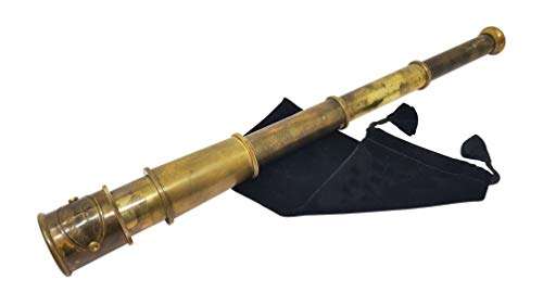 Brass Nautical - Pirate Spy Glass | Spyglass Made of Brass | Glass Optics & High Magnification | Captain's Instrument| Camouflage Finish | 14in Long | 1Pc in Velvet Pouch | Handheld Telescope 4