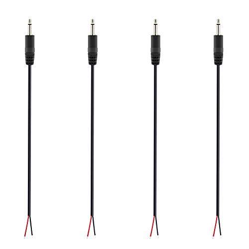 Fancasee 4-Pack 3.5mm 1/8" to Speaker Wire TS Mono Male Plug to Bare Wire Pigtail 3.5mm Jack Connector Adapter Repair Audio Cable for Speaker, Trigger Cable 1