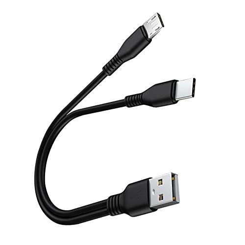 CableWell (2 in 1) Micro USB and Type C Splitter Cable Type A to Micro and USB C Charging&Data Cord (8 Inch)