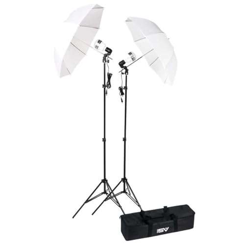 Smith-Victor KT750LED 2-Light LED Umbrella Kit, Includes 45W Bulbs, 33" Umbrellas, Light Stands, and Case 1