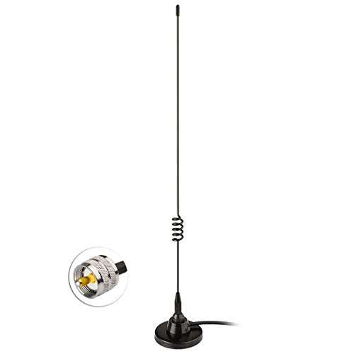Bingfu Boat Marine Vehicle VHF Ham Mobile Radio Antenna VHF UHF 136-174MHz 400-520MHz Magnetic Base PL259 Male Antenna for Garmin Uniden Cobra ICOM Standard Horizon Eclipse Marine Two Way Radio 2