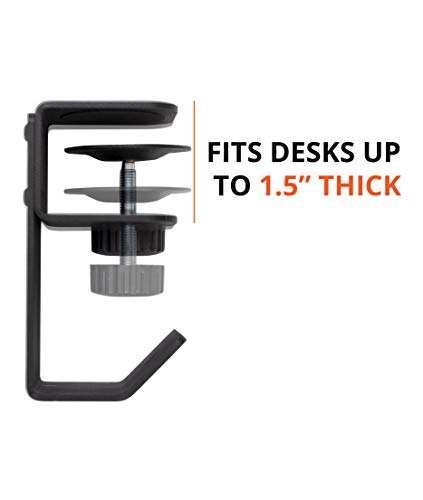 Stand Up Desk Store Clamp-On Under Desk Headphone Hanger, Backpack Hook, and Purse Holder - Black 5