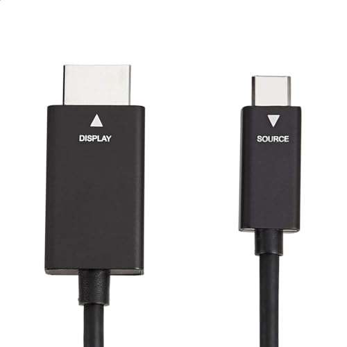Amazon Basics Premium Aluminum USB-C (Source) to HDMI (Display) Cable Adapter (Thunderbolt 3 Compatible) 4K@60Hz, 6-Foot, Black 4