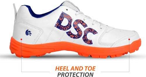 DSC Men's Beamer Cricket Shoes (Fluro Orange-White, Size 8 UK) 3