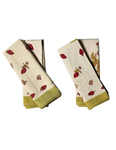 CONTRAST LIVING Sostika Hand Block Printed Kitchen Towel/Dish Towel/Hand Towel Multi Color Set of 3 Pcs 4