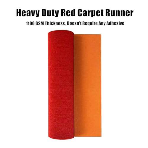 Red Carpet Runner for Party Thick, 3x10 ft Reusable High Traffic Floor Mat with Non-Slip Backing, Heavy Duty Runner Rug for Weddings, Proms, Events 2