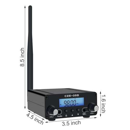 BaseWish 0.5W 0.1W Long Range FM Transmitter with LCD & 3.5mm Audio Cable - Ideal for Drive-in Church, School & Supermarket Events, Light Shows & Fireworks Display - Black 2
