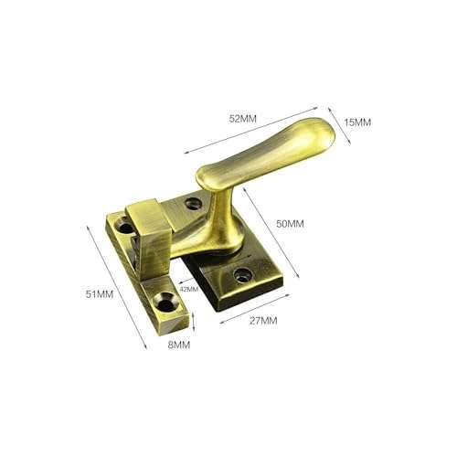 Zhi Jin 2Pcs Retro Casement Fastener Window Lock Heavy Duty Gate Door Latch Bolt Guard Gold 2