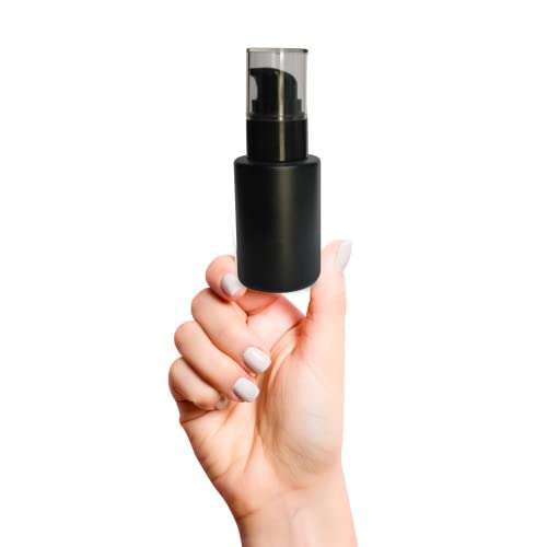 Devinez Multipurpose Premium Flat Shoulder Black Color Round Glass Bottle, 30 ml with Lotion Pump with Cap (Pack of 6), for Serum, Essential Oils, Blends, Skin Care, Travel, Toners, Cosmetic & DIY 5