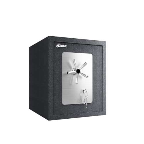 Ozone 78 Litres Anti-Burglary Security Safe with Manual Lock - Safe Box Steel Construction - Ideal for Storage of Cash, Jewellery and More, (Black Structure Matt) (Manual) 1