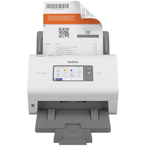 Brother ADS-4900W Professional Desktop Scanner with Fast Scan Speeds, Duplex, Wireless, and Large Touchscreen, White