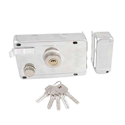 New Lon0167 Flat Gate Featured Door Silver Tone reliable efficacy Left Hand Deadbolt Rim Lock Latch w Keys(id:b3a 29 4b a69)
