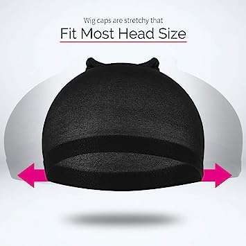 ATHRAVFIT England Double Stocking Cap, Wig Caps, Singh Net Stocking Caps for Wigs Stretchy Nylon Wig Caps Wig Caps for Women Men, (Black Pack of 5) 3
