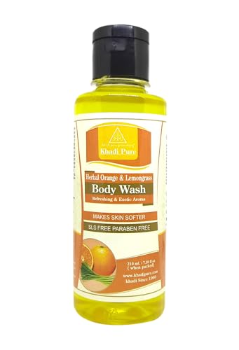 Khadi Pure Herbal Orange & Lemongrass Body Wash SLS-Paraben Free, 210 ml