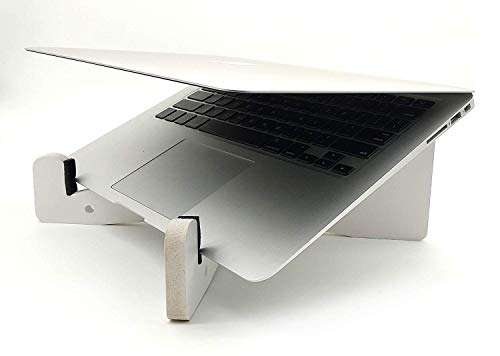 VAH White X Detachable Laptop Vertical Holder Wooden Laptop Stand for Macbook Air or Pro and Hp Dell Acer Toshiba Lenovo Sony Asus Laptop 6