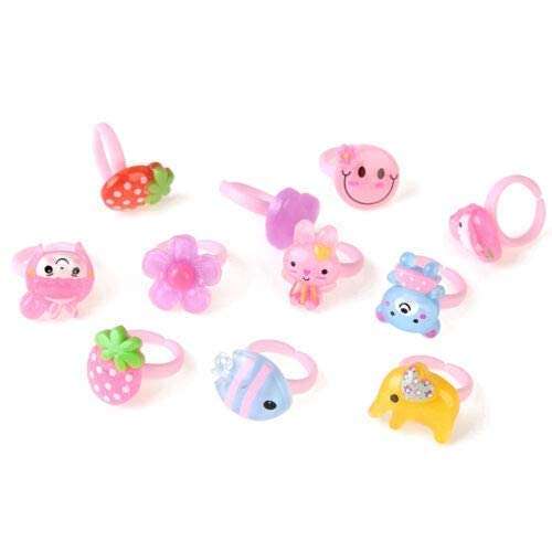 MM RETAILS Little Girl Cute Lovely Jewellery Rings Girl Pretend Play and Dress Up Rings for Party Rings Set Cartoon Cute Kids Accessory Gift for Children (Pack of - 12) 1
