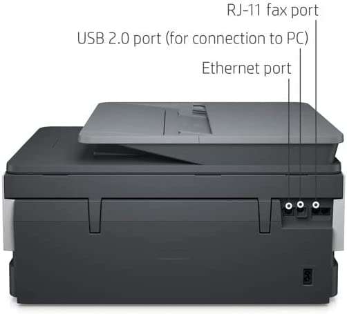 HP OfficeJet 8022e Wireless Inkjet Color All-in-One Printer, Print Copy Scan Fax, Instant Ink Ready, 35 Sheet ADF, WiFi USB Connectivity, 6 Months Free Instant Ink,White, W/Silmarils Printer Cable 3