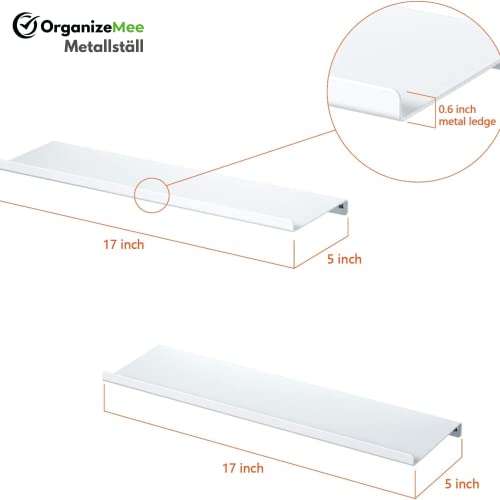 OrganizeMee Metal Small Wall Mounted Shelves,Bluetooth Speaker,Wi-Fi Camera Stand Corner Floating Shelf for Living Room & Bedroom,Home Decor Items Plant Pot mounting Racks (White Set of 2) 5