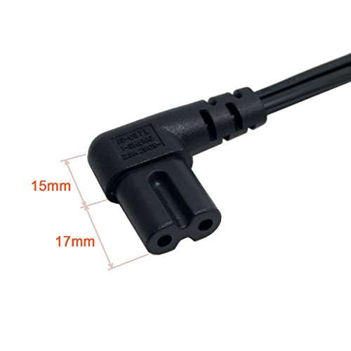 JSER USA 2pin Male to 90 Degree Right Angled IEC 320 C7 Power Supply 220V 10A Max Cord Cable 100cm 2