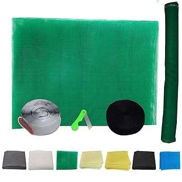 SAI Balaji 36 X 72 Inch_3 X 6 Ft_90 X 180 Cm_Un Stitched Fiber Glass Mosquito Net for Windows_200 GSM_Green Color_ with Regular Loop Tape and Self Adhesive Hook Tape and Cutter ASEC12 1