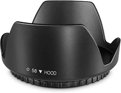 Hanumex® 58MM Reversible Flower Lens Hood for Canon EOS 700D 650D 600D 550D 500D 450D 400D 350D 300D 1100D 100D 60D 1150D 1200D 1300D 18-55MM Lens 55-250MM Lens Lens Hood 58 mm Black