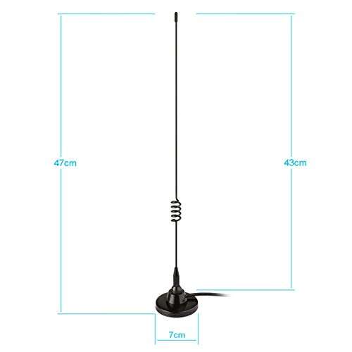 Bingfu Boat Marine Vehicle VHF Ham Mobile Radio Antenna VHF UHF 136-174MHz 400-520MHz Magnetic Base PL259 Male Antenna for Garmin Uniden Cobra ICOM Standard Horizon Eclipse Marine Two Way Radio 3