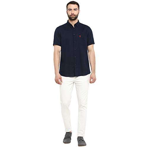 Red Tape Men's Solid Regular Fit Casual Shirt (RSH8074_Navy L) 5