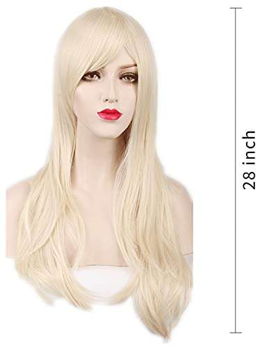 AneShe Wigs 28" Long Wavy Hair Heat Resistant Cosplay Wig for Women (Light Blonde) 4