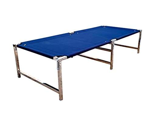 Gitesh Folding Bed Stainless Steel Frame Single Person Sleeping Cot for Home, Camping, Outdoor, Balcony, Terrace (Set of 1 pcs) 6