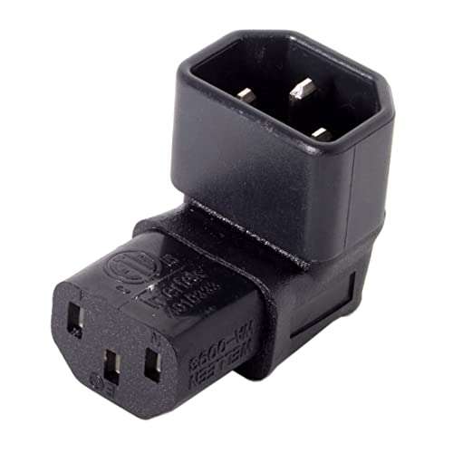 chenyang IEC 320 C14 Male to C13 Female 90 Degree UP Angled Power Extension Connector Adapter 10A 250V for Monitor/Computer/PDU Chassis/Printer 1