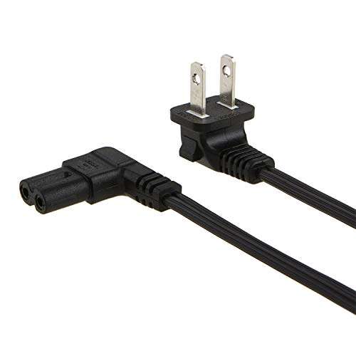 VSEER 1.5FT SPT-2 18 AWG Angled 2-Slot Non-Polarized Angle Figure 8 Power Cord (IEC320 C7 to Nema 1-15P), Black (1.5FT) 3