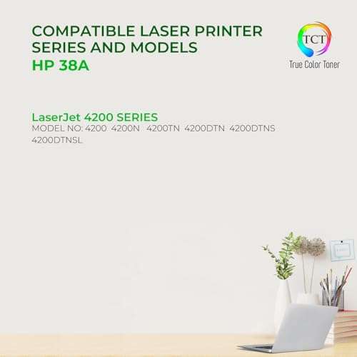 TCT 38A Toner Cartridge - Premium Compatible Replacement for HP 38A Q1338A Black Works with HP Laserjet 4200 4200N 4200TN 4200DTN 4200DTNS 4200DTNSL Printers (10,000 Pages) 2
