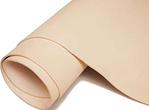 Vegetable Tanned Leather Sheets for Crafts (7-8oz | 3.0mm Thickness) Full Grain Tooling Leather Thick Cowhide Crafting Heavy Weight Leather (Natural-3.0mm,12"x12")