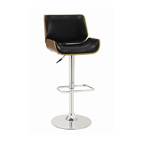 Coaster CO- Adjustable Bar Stool, Black, Walnut, Chrome 1