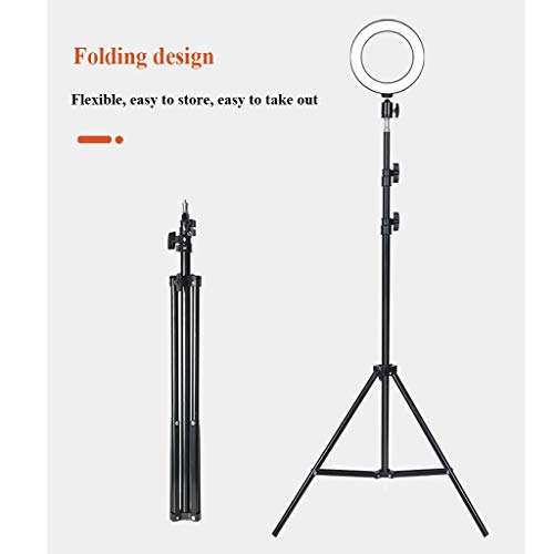 QFFL LED Ring Light Dimmable LED Ring Light Tungsten Carbide Material with Tripod and 1 Phone Holder Ring Lights for Makeup Photography Video Conferencing (Size : 68-210cm) 3
