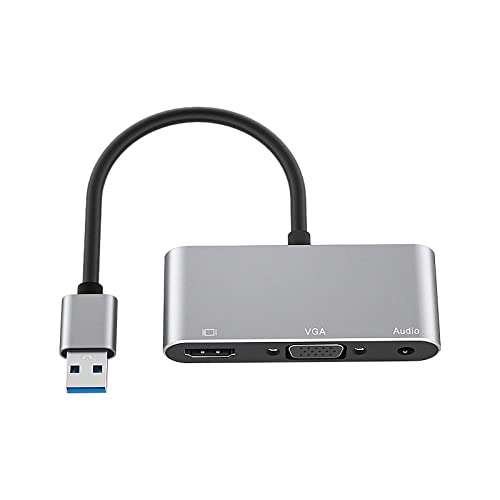 USB 3.0 to HDMI +VGA+3.5mm Audio 2 in 1 Converter USB Split-Screen HD VGA hub 1080P Drive Free 1
