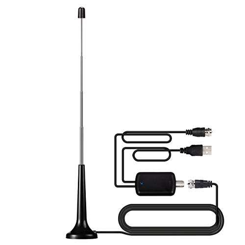 Bingfu Digital TV Antenna Telescopic Amplified HDTV Antenna Portable Magnetic Base TV Antenna Indoor or Outdoor with Amplifier Signal Booster 10Ft Coax Cable Supports 4K 1080P HDTV and All Older TV 1