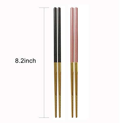 Stainless Steel Chopsticks,Reusable Black Chopsticks 304 Stainless Steel Chopsticks Lightweight Metal chopsticks 5 Pairs Chopsticks Dishwasher Safe (MixSliver) 6