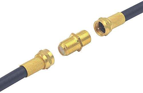 SHZ 2-Pack Gold Plated F-Type Coaxial RG6 Connector,Cable Extension Adapter Connects Two Coaxial Video Cables 4