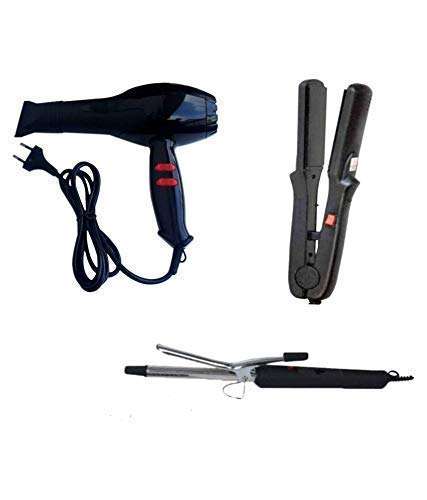 SHOPAHOLIC 1500 Watts Black Hair Dryer and Hair Curler with Straightener Combo Set of 3